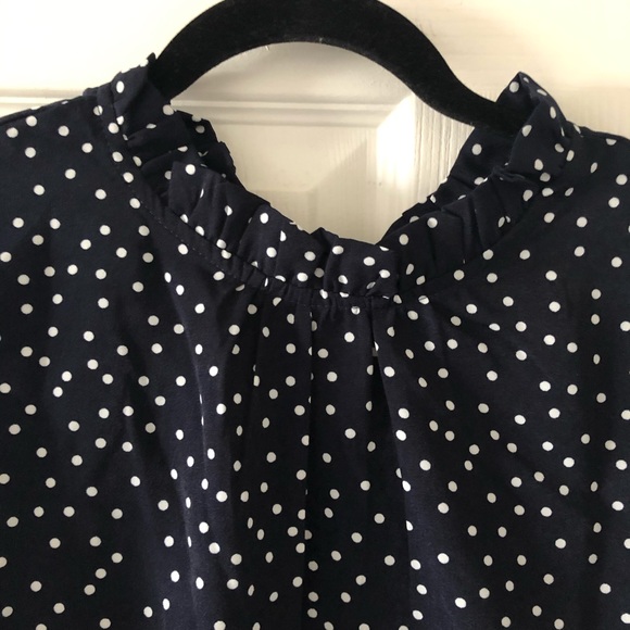 NWOT Shein - Navy Blue Polka Dot Blouse - Picture 3 of 3